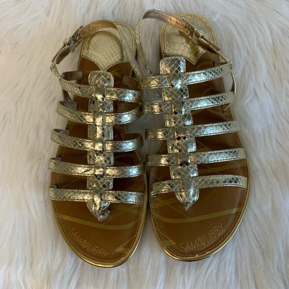 Sam & Libby Metallic Strappy Sandals - Picture 1 of 7